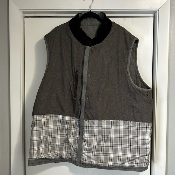 Jos A Bank 1905 Outerwear Big & Tall Size 3X Gray Brown Quilted Outerwear Vest - Picture 12 of 14